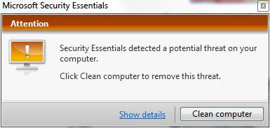 Security Essentials detected a potential threat