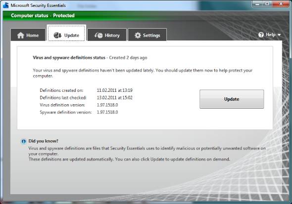 Microsoft Security Essentials Update download