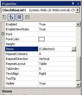 ASP.NET CheckBoxList WebControl properties