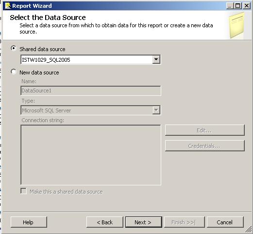 data source for Reporting Services