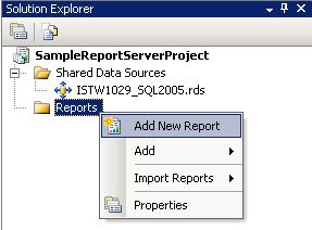sql server reporting services add new report
