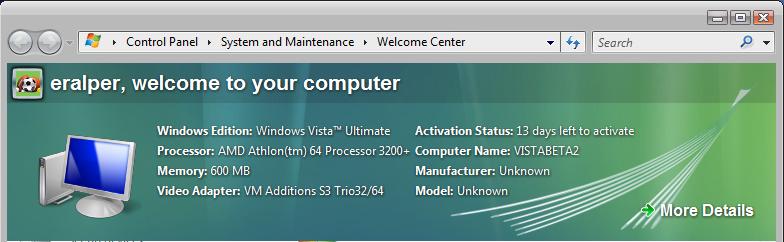Windows Vista Welcome Center