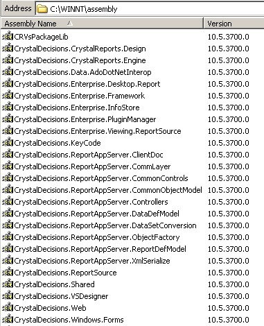 crystal reports assemblies