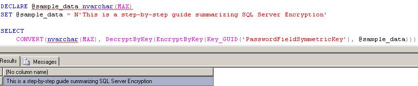 Using Parameters in EncryptByKey and DecryptByKey T-SQL Functions