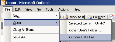 open Outlook PST data file