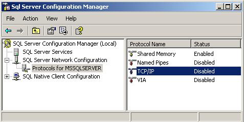 TCP/IP protocol is disabled by default on MS SQL SERVER 2008