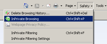 InPrivate Browsing in Safety Menu in IE8