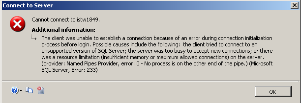 Microsoft SQL Server Error 233