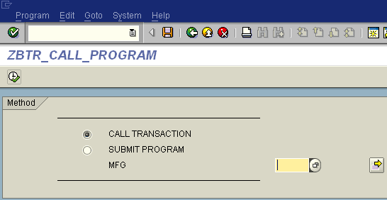 Sap Call Program Screen