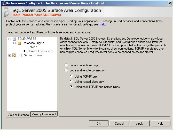 SQL Server Surface Area Configuration for Services and Connections