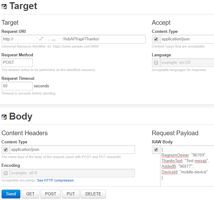 create HTTP Post request using Rest Console app on Chrome web browser