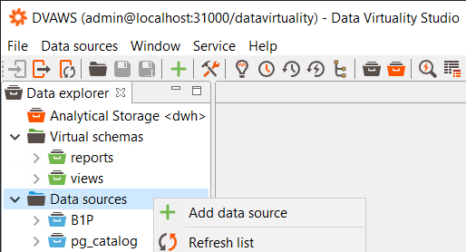 adding new data sources to Data Virtuality server