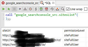 SQL code to call Google Search Console data source procedures SQL code to call Google Search Console data source procedures