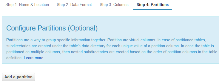 configure partition columns for Amazon Athena table to increase query performance