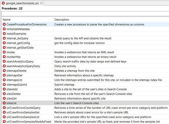Data Virtuality Google Search Console connector procedures Data Virtuality Google Search Console connector procedures