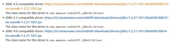 Download JDBC Driver for Amazon Redshift