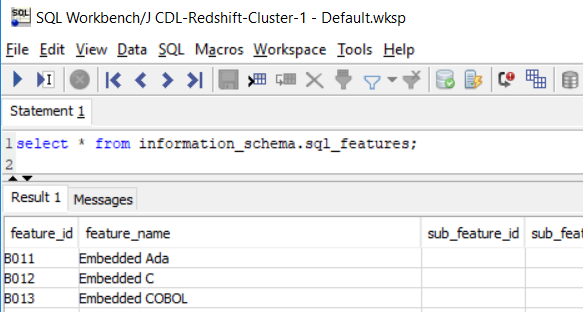 execute SQL Select command on SQL Workbench tool
