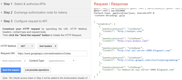 Search Console API sites list web method Search Console API sites list web method