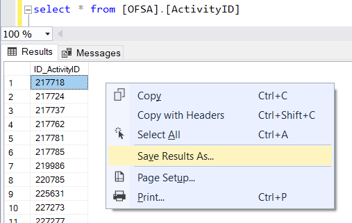 export sql query result data as csv file