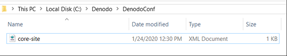 Denodo configuration file core-site.xml for AWS S3 access