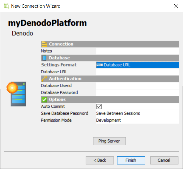 Denodo Platform database connection details on DbVisualizer