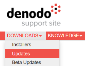 Denodo Support site Updates section