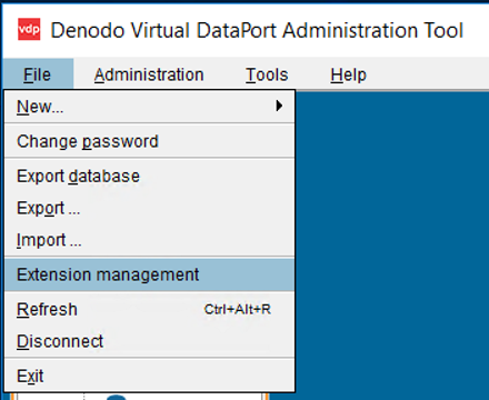 Extension management in Virtual DataPort Administration Tool