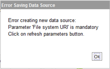 Parameter 'File system URI' is mandatory
