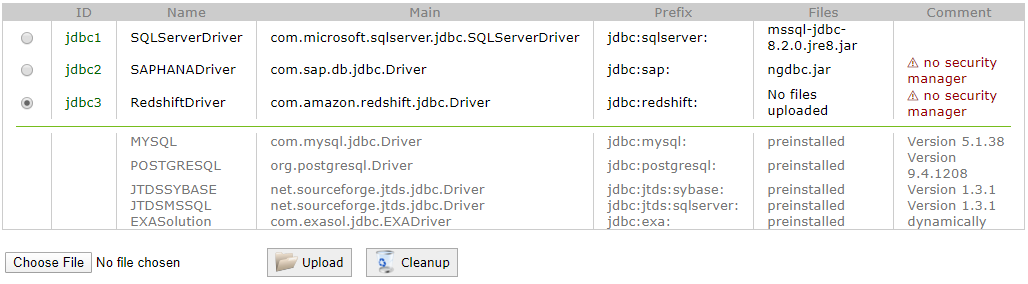 Exasol - Redshift connection using JDBC driver