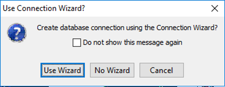 create database connection using Connection Wizard