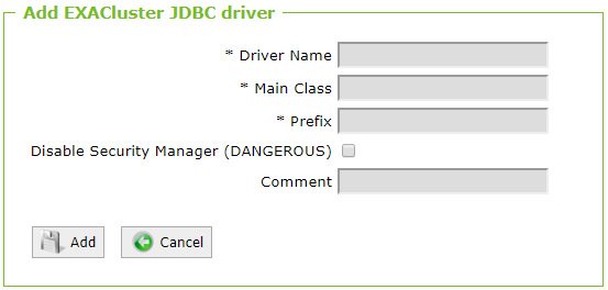 EXACluster JDBC Driver properties