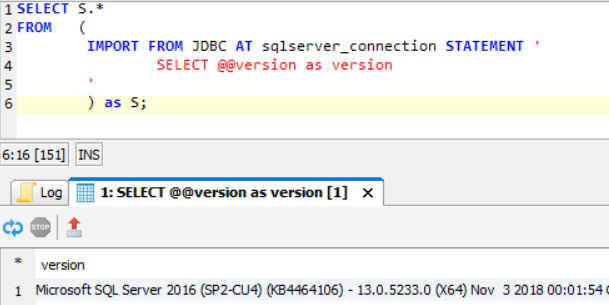 execute SQL query on remote SQL Server using Exasol database