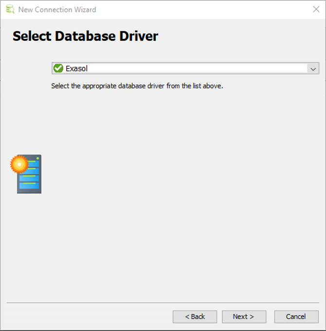 select database driver for Exasol Data Warehouse connection