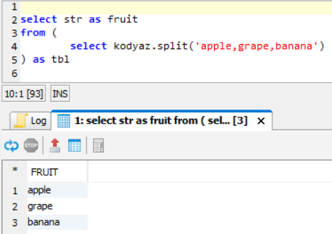 SQL Select from UDF Script on Exasol database