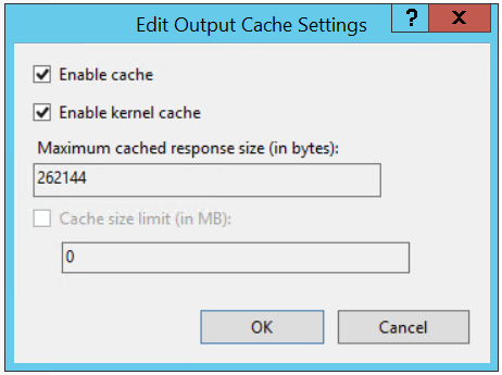 edit output cache settings