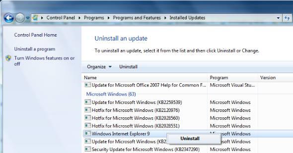 How To Uninstall Internet Explorer 9 For Windows Vista
