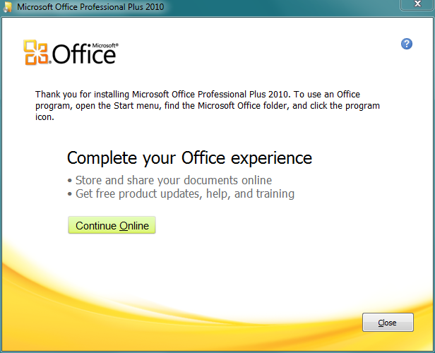 Microsoft Office 2010 free product updates, help and traning