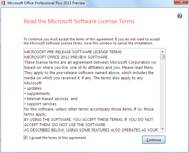 Microsoft Office 2013 license terms