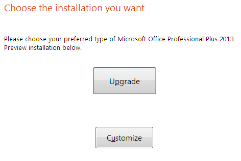 type of Microsoft Office 2013 installation