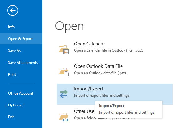 import or export Outlook contacts