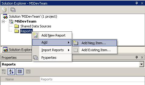 create new Reporting Services report