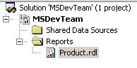 SQL Server Reporting Services solution explorer