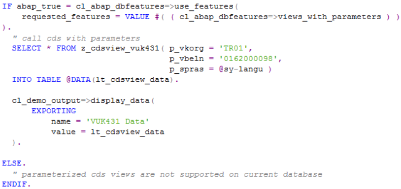 ABAP code for SAP CDS View with parameters