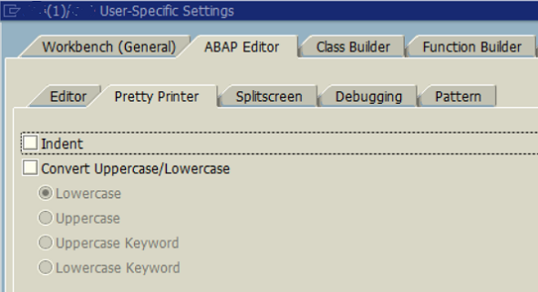 ABAP Editor Pretty Printer settings