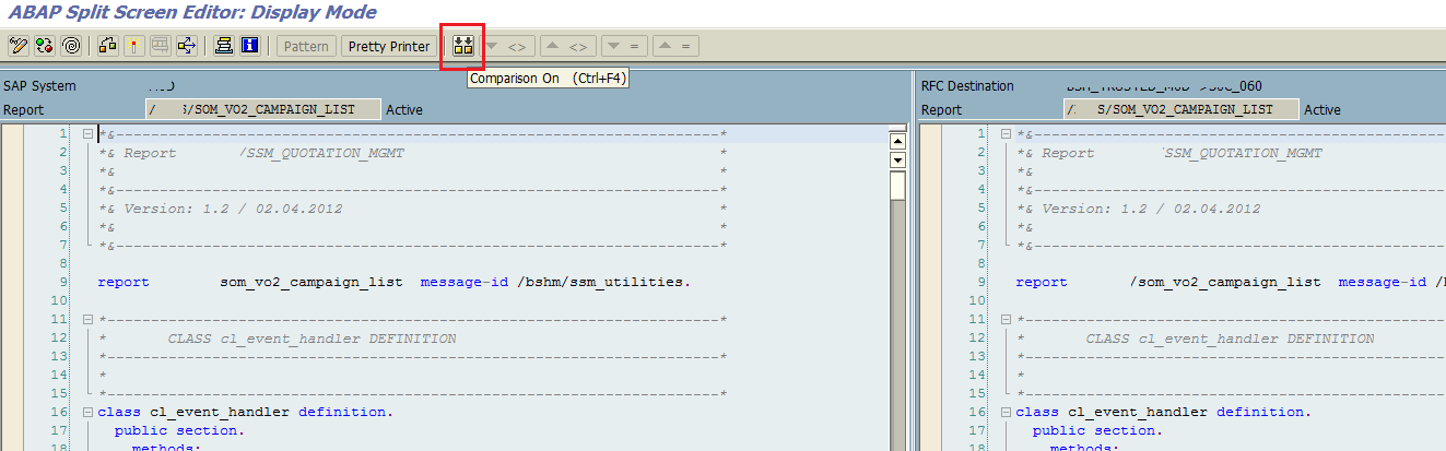 ABAP code compare using SE39 transaction