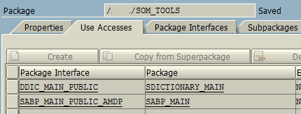 add package interface in use accesses for ABAP package