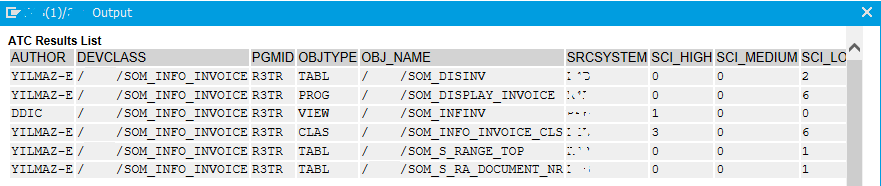ABAP code to display ATC errors for selected programs