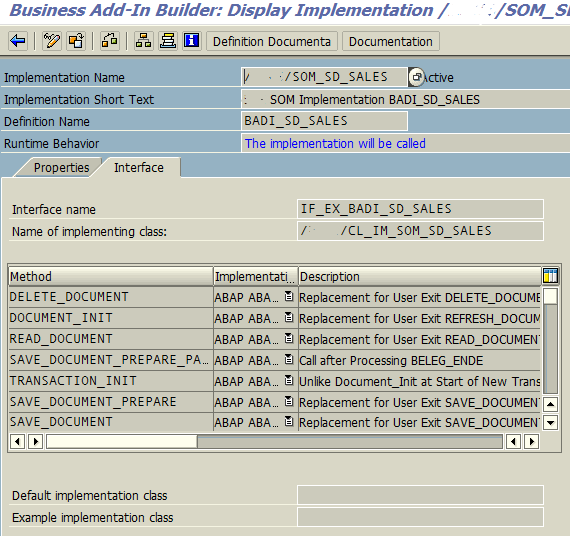 BAdI implementation details and ABAP class methods