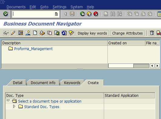 Business Document Navigator for SAP business object for attachments