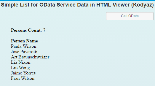call Odata service from SAP Screen Personas